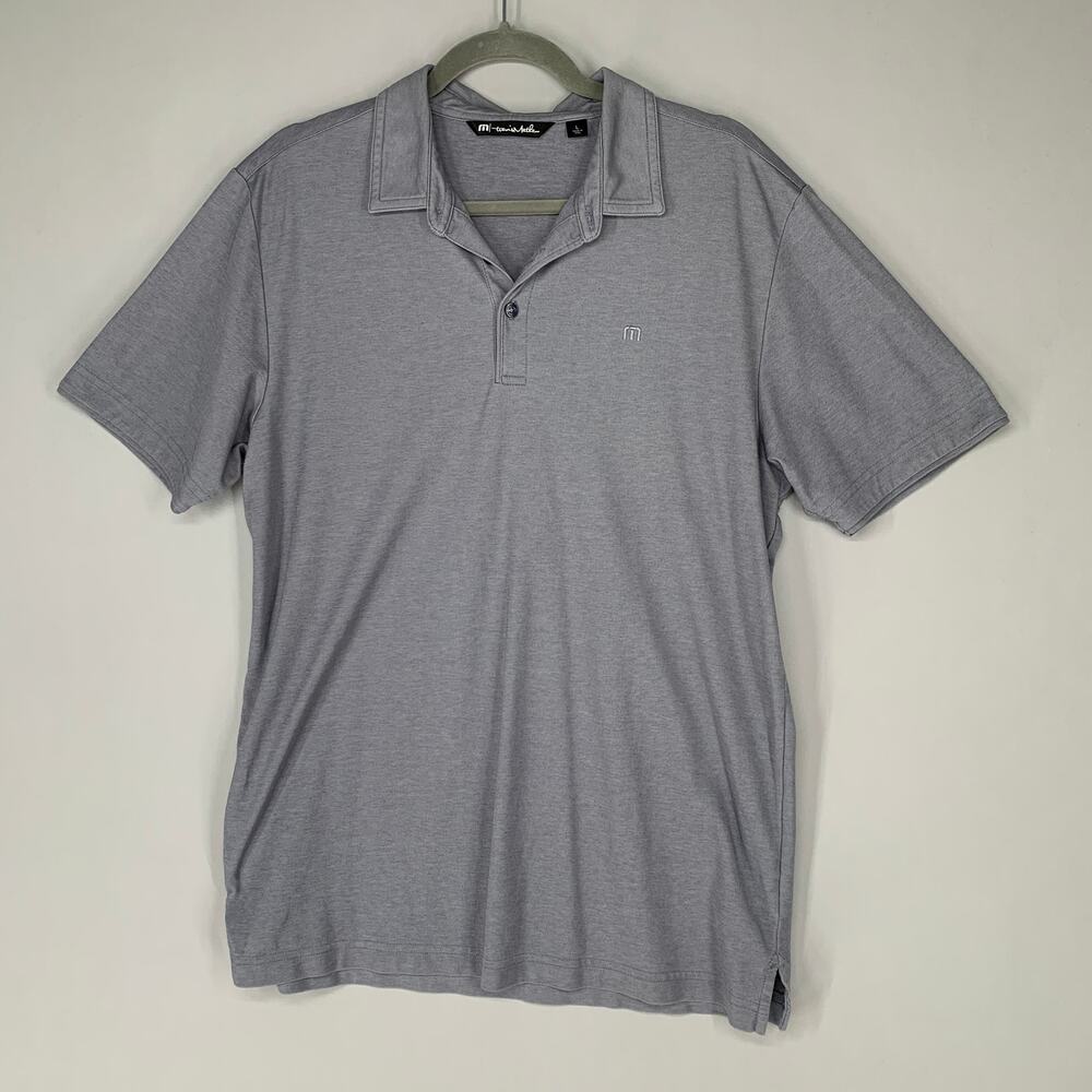 Travis Mathew Men Polo Shirt L Gray Lightweight Outdoors Golf Polo Short Sleeve